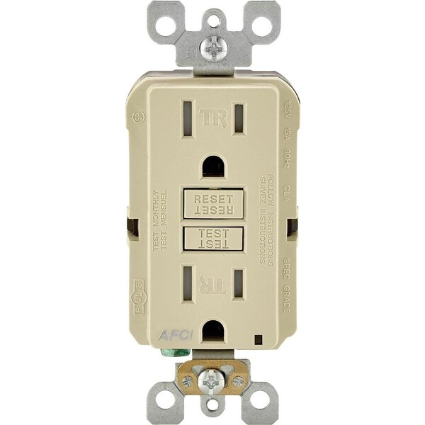 Leviton Straight Blade Receptacle, 5-15R, 15 A, 125V AC, 2 Pole, 3 Wire, Self-Grounded R31-AFTR1-0KI - main
